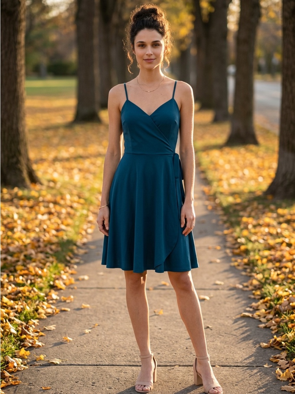 Sleeveless Wrap-Front Mini Dress in Teal